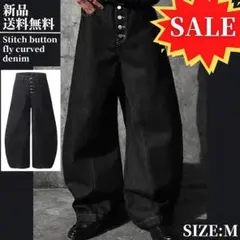 大本命⭐新品・ステッチボタンフライカーブデニムパンツ yolo ワイドデニム Мのサムネイル