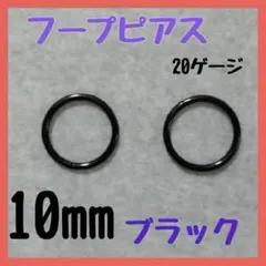 20G/10mm/ブラックフープ ピアス セグメント サージカルス テンレス