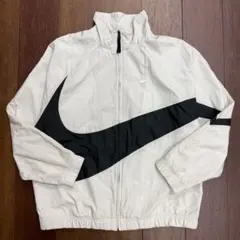 NIKE ナイロンジャケット 刺繍ロゴ ビッグスウォッシュ 古着 白 XLサイズ