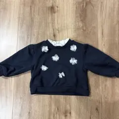 フラワー刺繍 ネイビー トレーナー