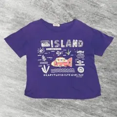 Tシャツ カットソー パープル 紫 プリント　刺繍　 訳あり　Lサイズ相当のサムネイル