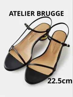ATELIER BRUGGE レザー メタリックヒール サンダル 黒 22.5のサムネイル