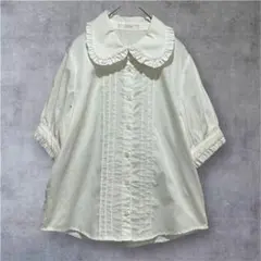 【ナイスクラップ】レディース　半袖ブラウス　フェミニン　フリル　ホワイト系