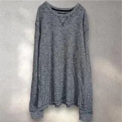 エクスプレス 霜降り ロンT クルーネック 長袖 リブ ワッフル XL 灰 綿のサムネイル