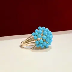 ヴィンテージ デザイン　アクセサリー　リングターコイズ　ゴールド　リング　指輪のサムネイル