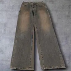 00s y2k 鬼フェード ダスティ加工 loose wide denim