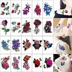タトゥーシール ボディーシール　防水 長持ち 簡単　バラ　薔薇　花　ハロウィン