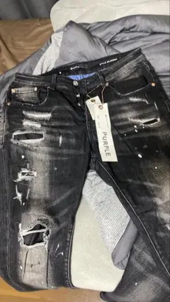 PURPLE BRAND ダメージ加工ブラックデニム