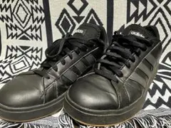 み*う様 adidas アディダス グランドコート ブラックスニーカー 27.5
