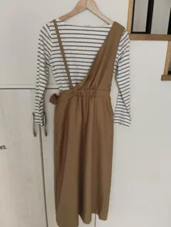 ストライプ長袖とキャミワンピースのセット