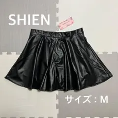 SHIEN（シーイン）MOD 黒ブラック M フェイクレザーミニフレアスカート