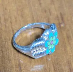 フラワーモチーフ リング 指輪 シルバーカラー サイズ14号