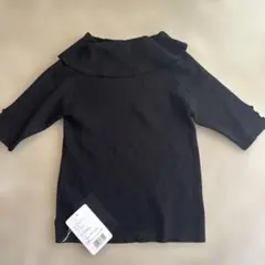 オフショルリブニット 半袖 ブラック XL