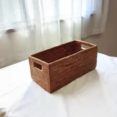 アウトレットアタ製 長方形バスケット 持ち手つき 30x14cm 収納 ボックス