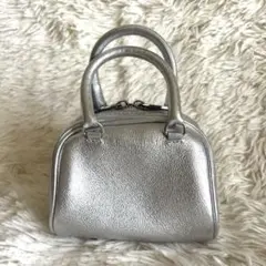 訳あり品❣️CHRISTIAN VILLA ミニボストン　レザー シルバーのサムネイル