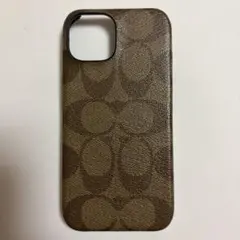 COACH iPhone15ケース　シグネイチャー　ブラウン