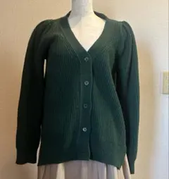 【Drawer】ダークグリーン カーディガン