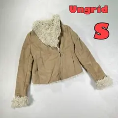 【Ungrid】ムートンコート　斜めファスナー　ベージュ　S アングリッド