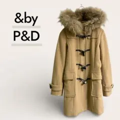 & by P&D ダッフルコート 36 S キャメル ラクーンファー　訳あり