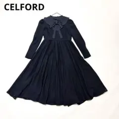 最終値下げCELFORD セルフォード ボウタイ付きワンピース ネイビー 36