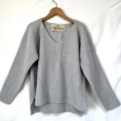 【ナノユニバース】nano•universe Vネックニット グレー