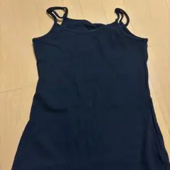 リブ編みキャミワンピース ネイビー ブラック