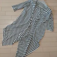 ボーダー柄 前側ロングカーディガンのサムネイル