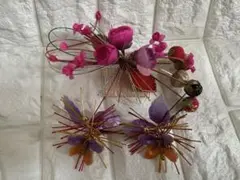 お花モチーフ・蝶々モチーフの髪飾り2点セット