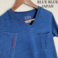 BLUEBLUE JAPAN インディゴTシャツ Tシャツ Vネック 藍染 刺繍のサムネイル