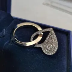 スワロフスキー　ハート型　キーリング　チャーム　キーホルダー