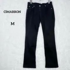 シマロン ストレートデニムパンツ 【M相当】 ブラック 美脚 ストレッチ 綿のサムネイル