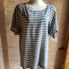 MaxMara 半袖チュニック グレー ストライプ L(シルク)