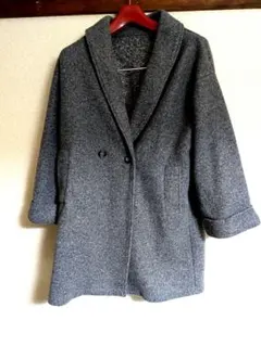 グレー ダブルブレスト ロングコート