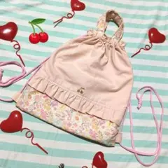 さくらんぼ　ナップサック　体操着袋　お着替え袋　女子　花柄　入学　入園
