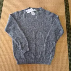 クロコダイル　グレー リブ編み ニットセーター L