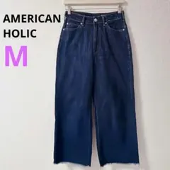 【AMERICAN HOLIC】 デニム　ワイドレッグパンツ フレア フリンジＭのサムネイル