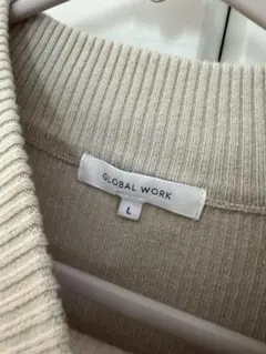 GLOBAL WORK ベージュ リブ編み ハイネック L