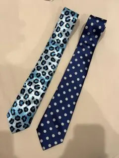 ヒョウ柄とドット柄のネクタイ2本セット