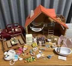 【値下げ】シルバニア　おとまりコテージ　ファミリーカー　バーベキュー　セット