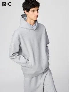 UNIQLOCスウェットオーバーサイズプルパーカ　グレー フード付きパーカー　L