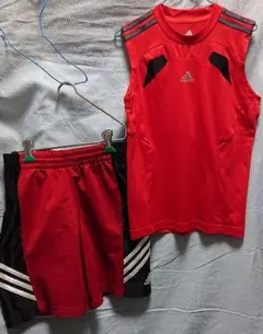 アディダスadidas☆プラクティス上下セット☆赤140