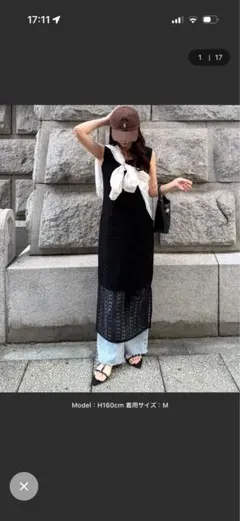 junoah ブラック ノースリーブワンピース