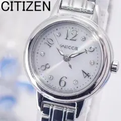 稼働★ シチズン ウィッカ ソーラー 腕時計 クリスタル輝く文字盤 シルバー