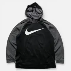 NIKE ドライフィット パーカー ビッグロゴ グレーブラック スポーツ