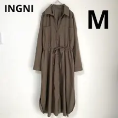 INGNI【M】スキッパーシャツワンピース ロングワンピース ブラウン 春夏