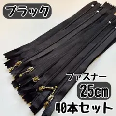 ファスナー 25cm 40本 まとめ売り 手芸 大容量 玉付きコイル ブラック