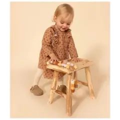 ベージュ コーデュロイ ワンピース フリル付き