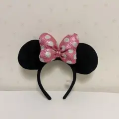 ディズニーミニーちゃんカチューシャ ピンク　スパンコール