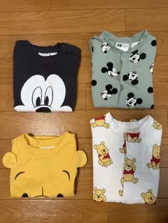 H&M ミッキーマウス プーさん ロンパース4点セット 60 70サイズ