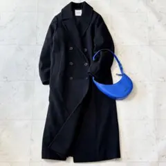 極美品 アンクリード 黒 メルトンウール100％ スリーブデザインロングコート